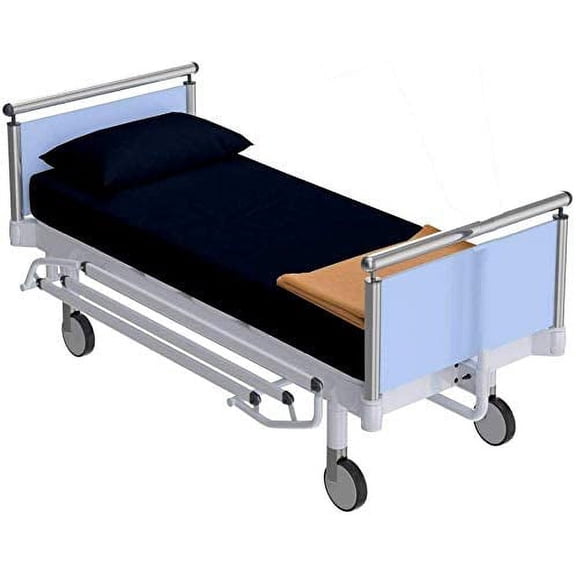 Hospital Sheets 3PC Set - 100% Cotton Sheets for Hospital Beds (6" Inch) Deep Pocket, 400TC Pure Cotton Fitted Sheets, Flat Sheet and Pillowcases - Navy Blue Solid, Standard (36" x 80")