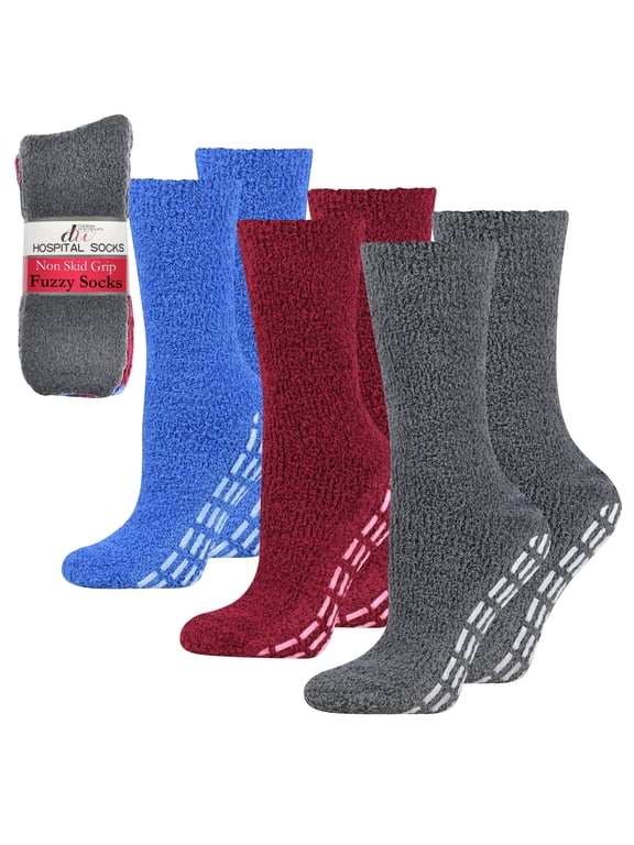 Hospital Socks Men Women Non Skid Gripper Cozy Socks DEBRA WEITZNER 3 Pairs