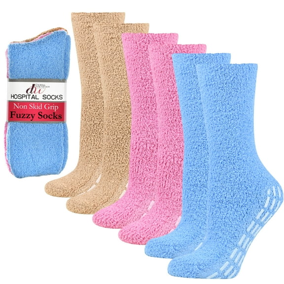Hospital Socks Men Women Non Skid Gripper Cozy Socks DEBRA WEITZNER 6 Pairs