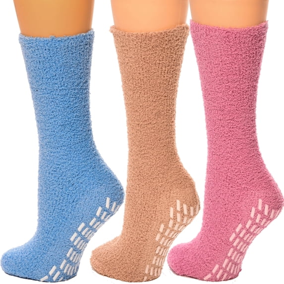 Debra Weitzner Men’s and Women’s Hospital Socks, Non-Skid Gripper Cozy Design, 3 Pairs