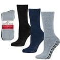 thumbnail image 1 of Hospital Socks Women Men Non Skid Gripper Cozy Socks Debra Weitzner 3 Pairs Grey/Navy/Black, 1 of 5