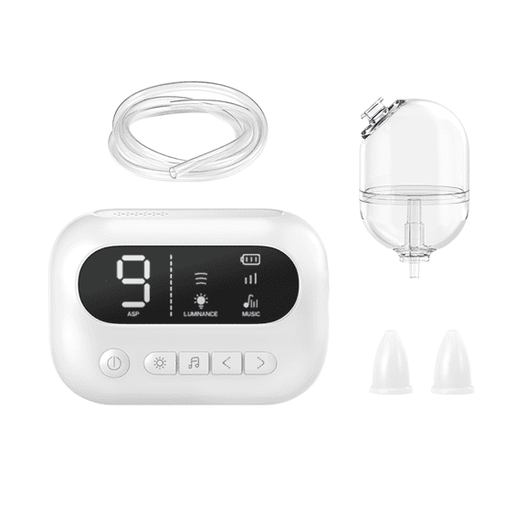Hospital Standard Rechargeable Baby Nose Aspirator, 9-Speed Powerful Nasal Mucus Remover for Newborns, Soothing Night Light & Lullaby Function, Electric Nasal Cleaner with Soft Food-Grade Silicone Re