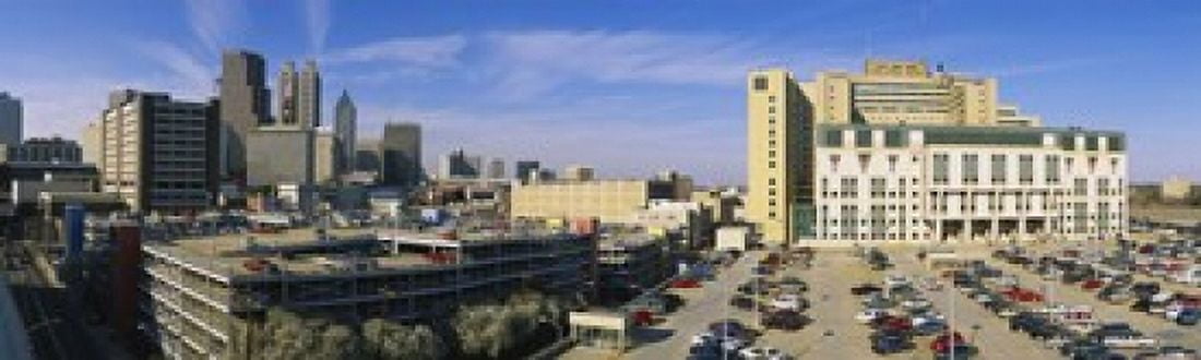 Hospital in a city Grady Memorial Hospital Skyline Atlanta Georgia USA Canvas Art - Panoramic Images (15 x 5)