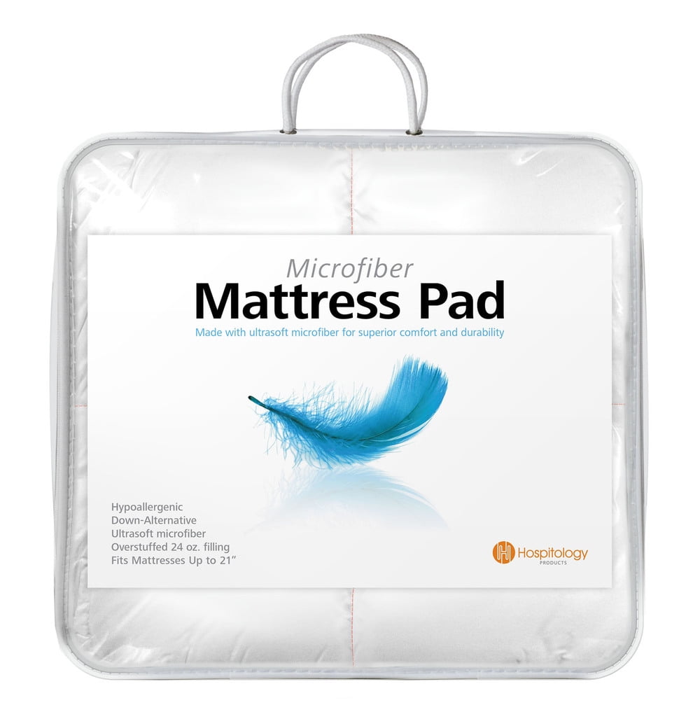 Queen White Microfiber Down Alternative Mattress Pad