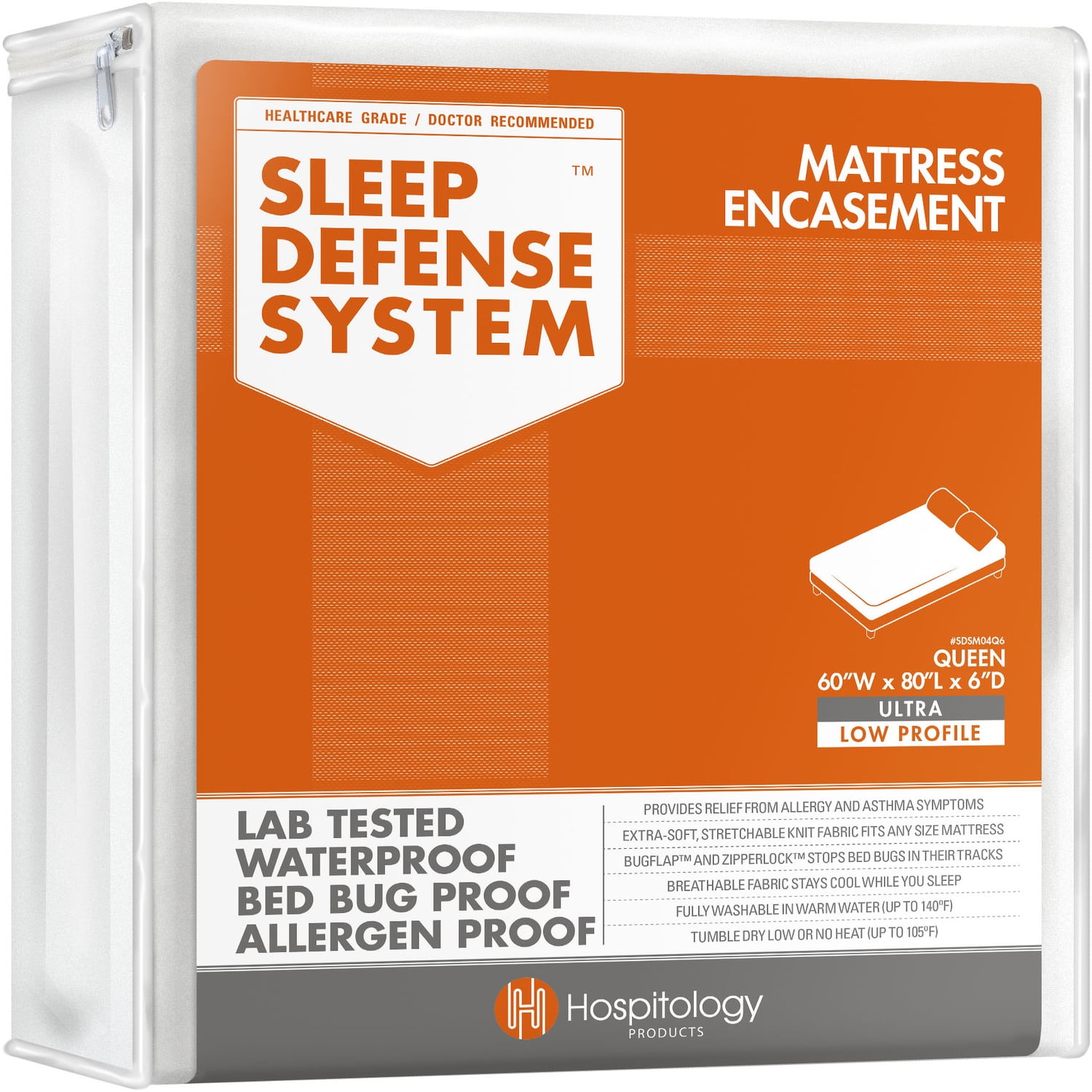 Queen White Waterproof Zippered Mattress Encasement