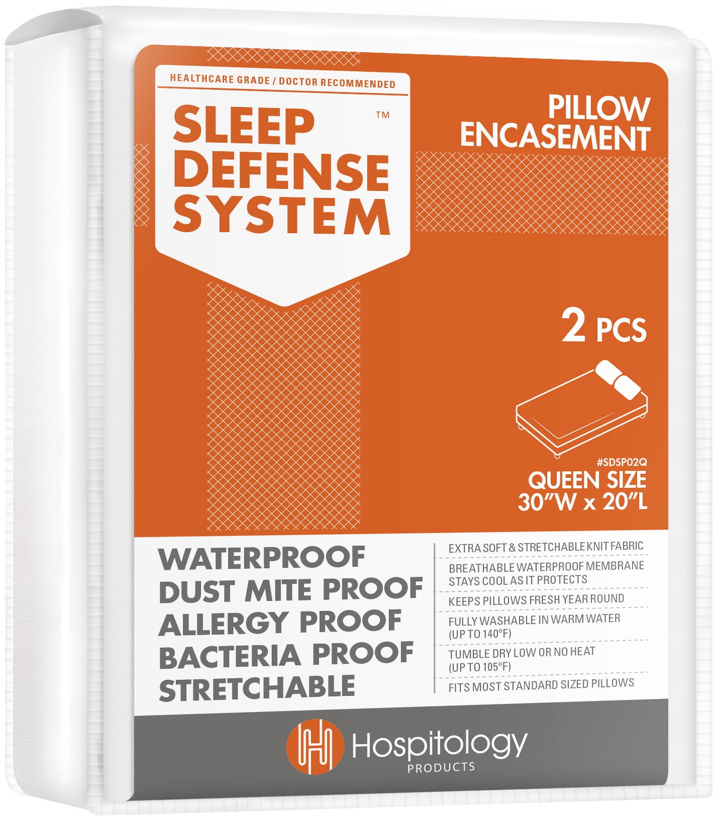 Hospitology Sleep Defense System Pillow Encasement Waterproof Bed Bug
