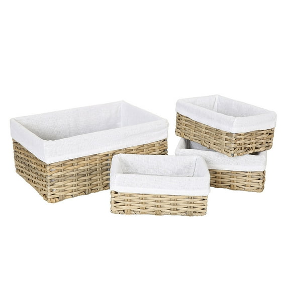 Hosroome Handmade Wicker Storage Baskets for Organizing Decorative Storage Basket for Shelves(Set of 4,Beige)