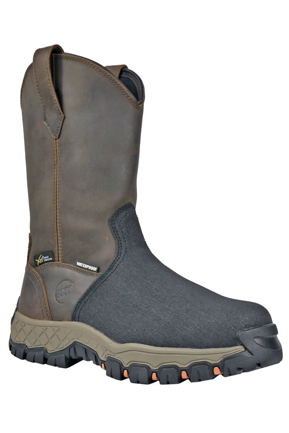 Hoss Men's Recon 11" Met-Guard Brown Leather Waterproof Composite Toe Anti Slip Wellington 8.5 2E