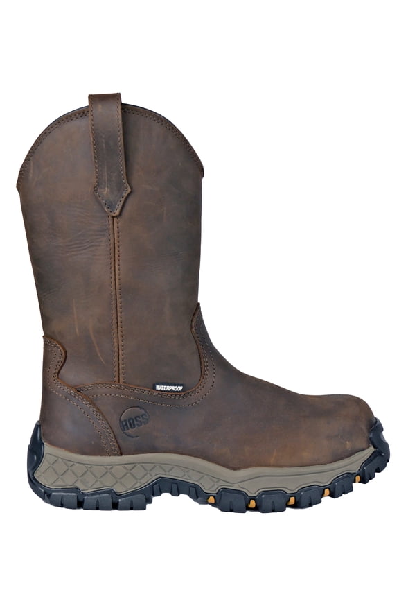 Men's 11" Waterproof Wellington Work Boot Composite Toe Brown 8.5 D(M) US