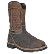 HOSS Mens Safety Shoes & Boots, Mid-Calf, Chunky Heel, Closed Toe, Brown, Size 15