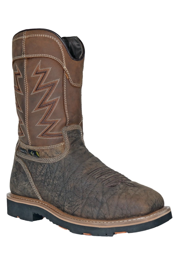 HOSS Men's Safety Shoes & Boots, Mid-Calf, Chunky Heel, Closed Toe, Brown, Size 15