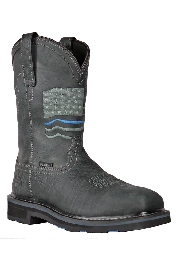 HOSS Men’s Composite Toe Waterproof Pull-On Western Work Boot Slip Resistant EH PR Rushmore Black Patriotic