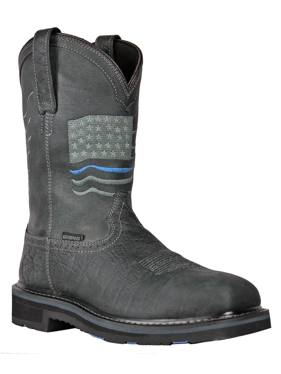 HOSS Men’s Composite Toe Waterproof Pull-On Western Work Boot Slip Resistant EH PR Rushmore Black Patriotic