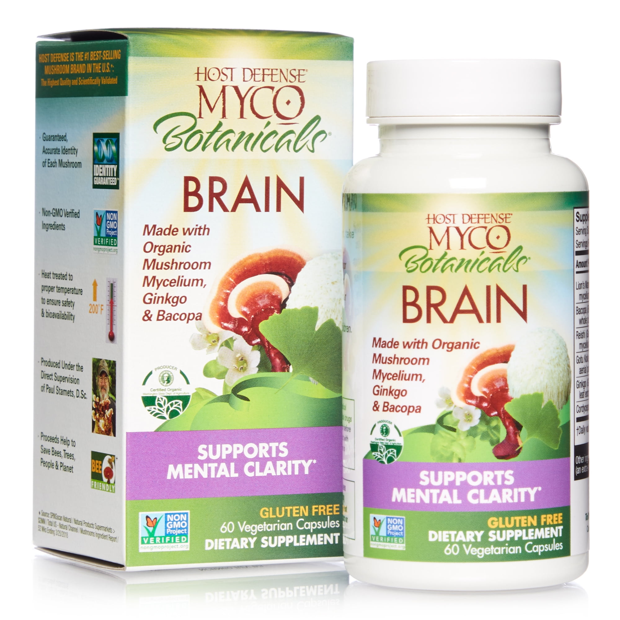 HOST DEFENSE MUSHROOMS Host Defense MycoBotanicals Brain* Capsules - 60 Capsules (30 Servings)