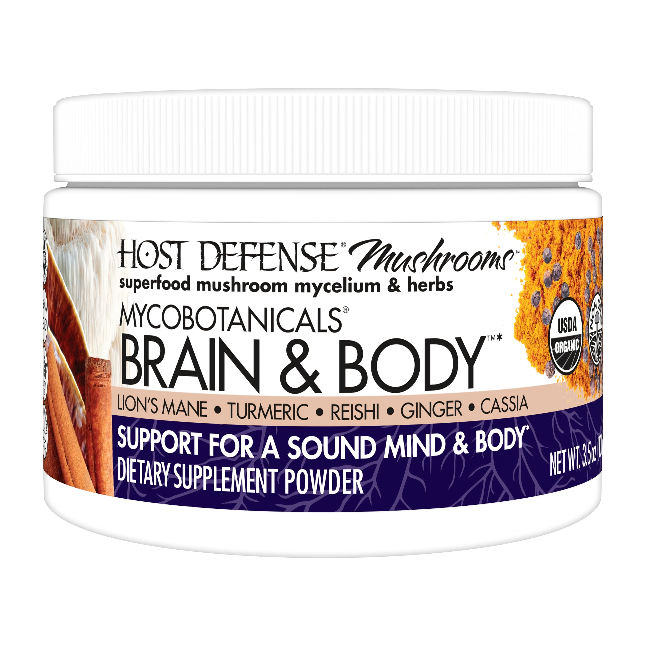 Host Defense MycoBotanicals Brain & Body* Powder - 3.5 oz (33 Servings)