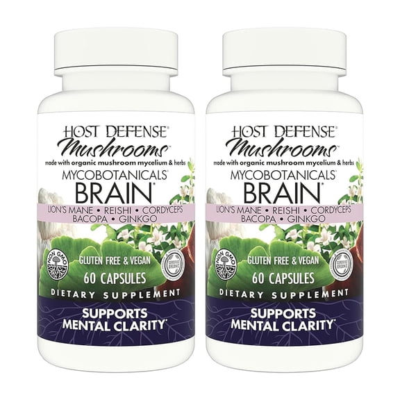 Host Defense MycoBotanicals Brain Capsules, 120 ct (Pack of Two 60 ct Units)