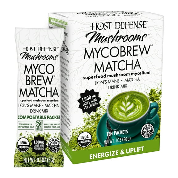 Host Defense MycoBrew Matcha - 10 Packets (10 Servings)