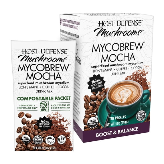 Host Defense MycoBrew Mocha - 10 Packets (10 Servings)