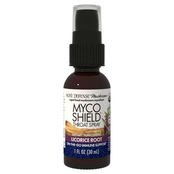 Host Defense MycoShield Throat Spray - Licorice Root, 1 fl oz (71 Servings)