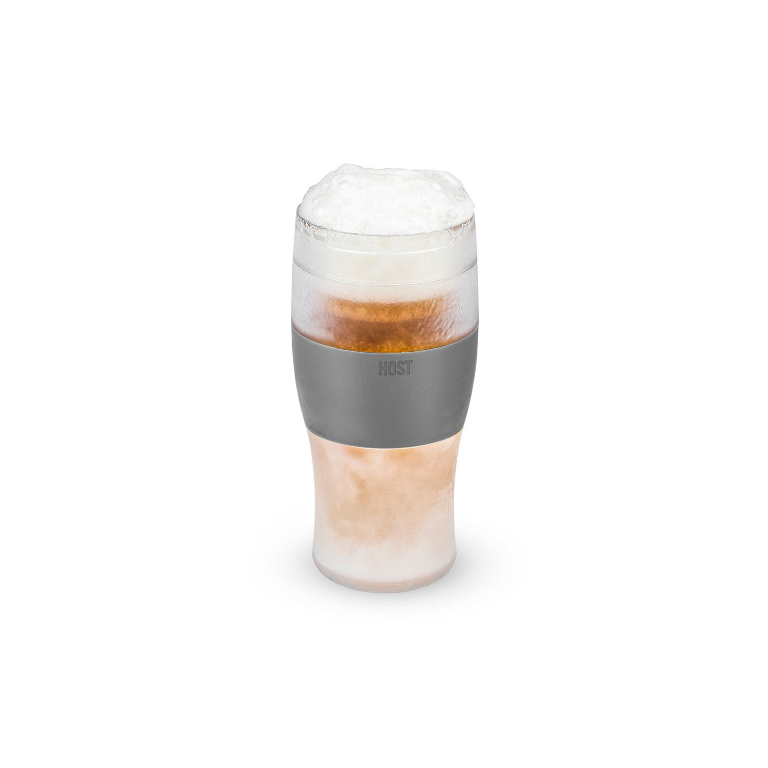 Gray Double-Walled Freezer Gel Beer Pint Glass, 16 oz