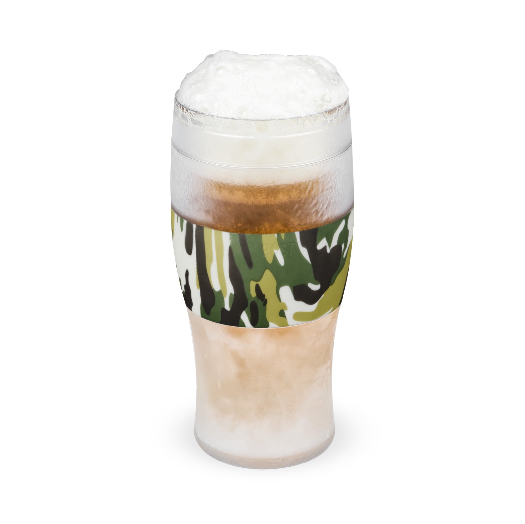 Green Camo Double Walled Freezable Beer Glass, 16oz