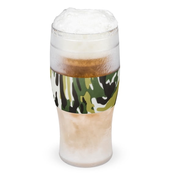 Host FREEZE Beer Glasses, Pint Glasses, Home Bar, 16 oz Set of 1 Green Camo