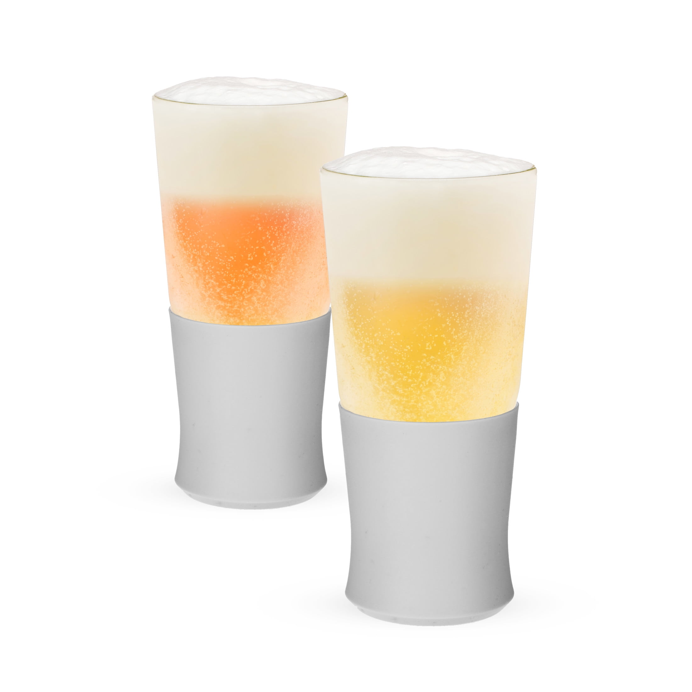 Gray Double Wall Glass Beer Freezer Set, 16oz, 2 Pieces