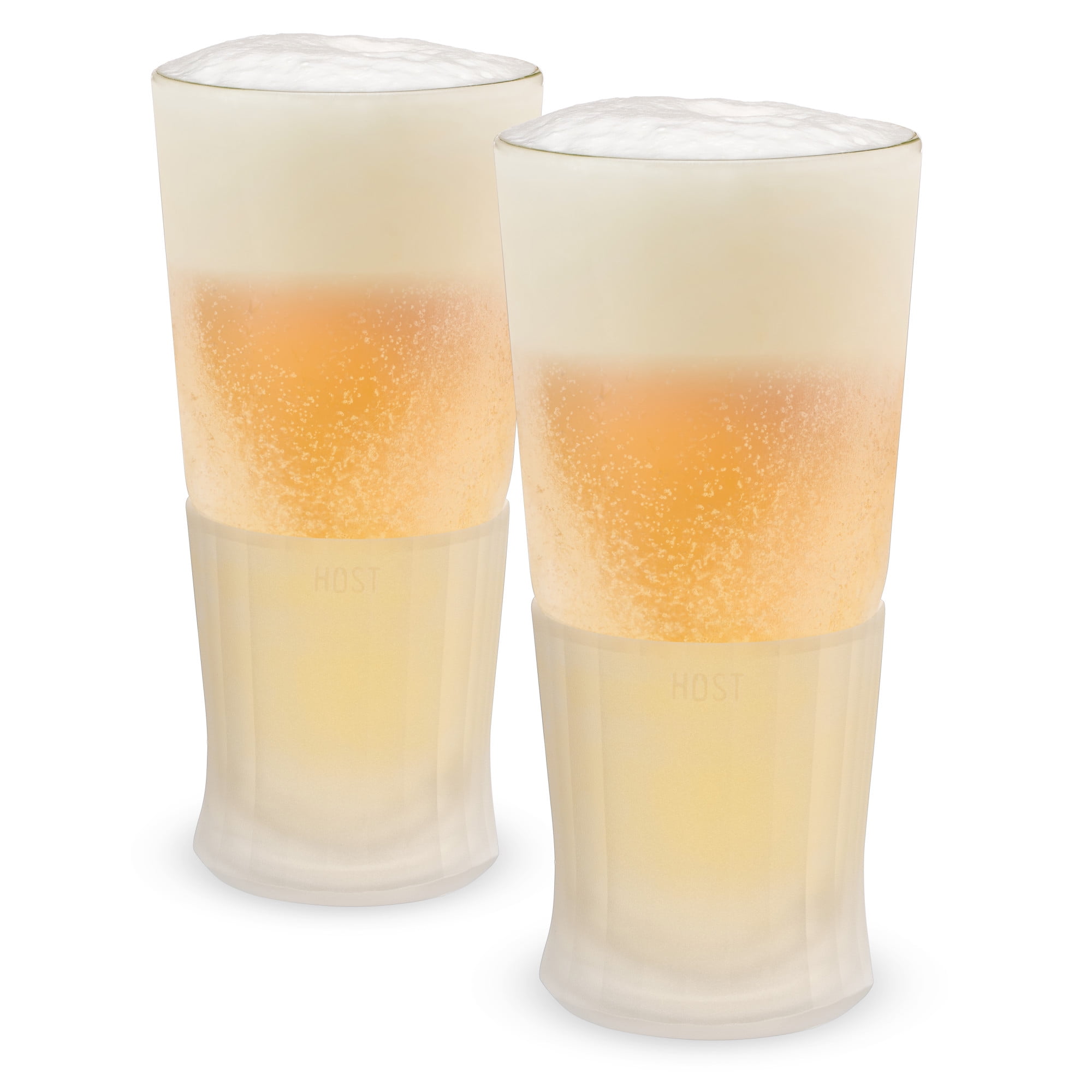 Host Freeze Beer Freezer Gel Chiller Double Wall Frozen Pint Set of 2, 16  oz, White Glass 2-Pack