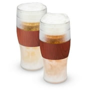 Host Freeze Beer Glasses - Double Wall Plastic Frozen Pint Glass, Wood