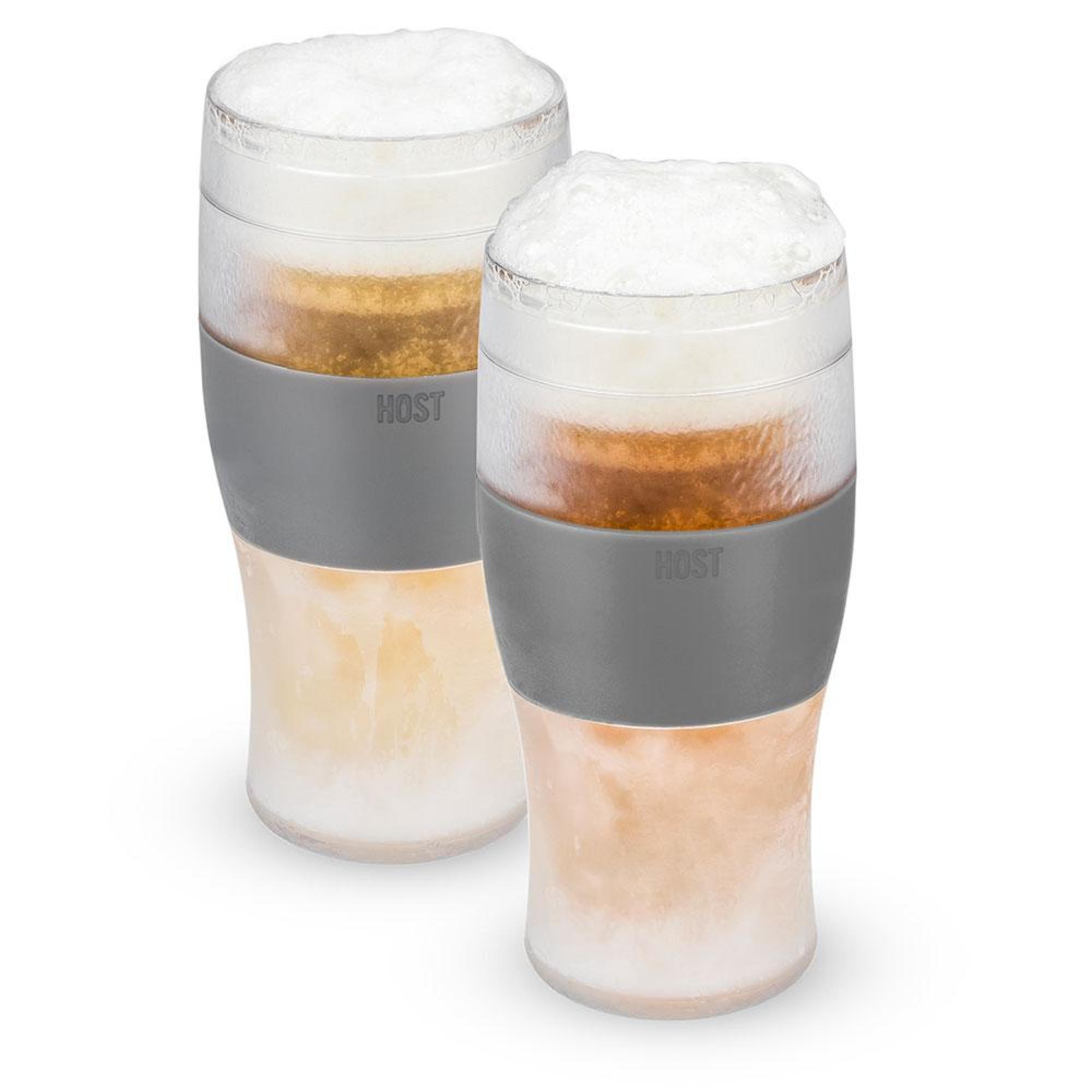 Host Freeze Beer Glasses - Double Walled Insulated Plastic Pint Glasses, Grey - image 1 of 13