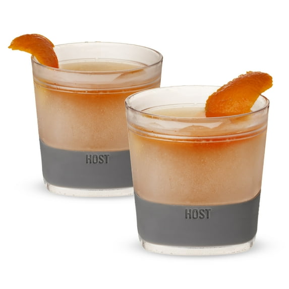 Host Freeze Cooling Cups, Whiskey Glasses, Liquor Gifts, 9oz Set of 2, Grey