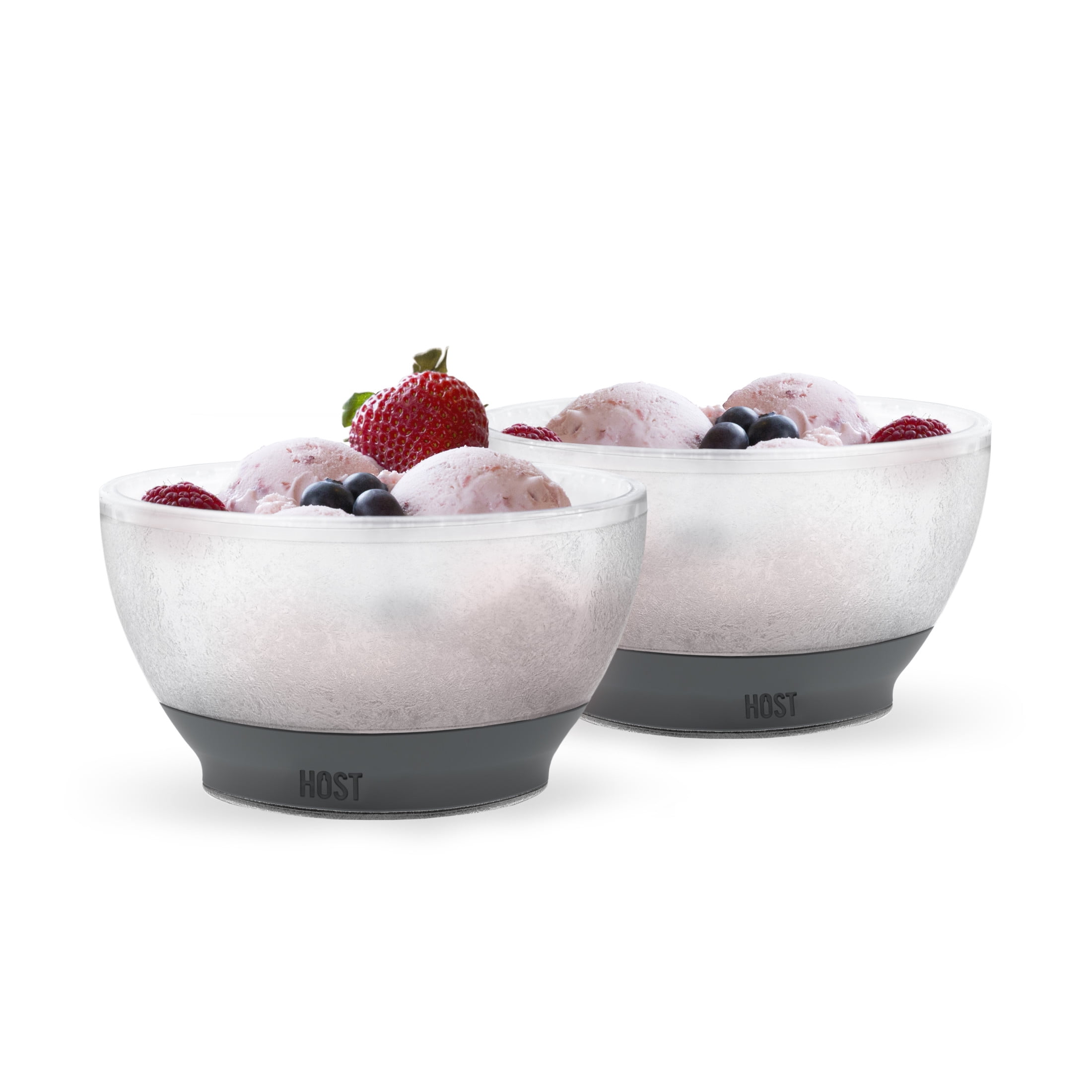 Gray Double Walled Insulated Plastic Ice Cream Bowls, Set of 2