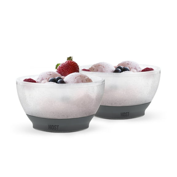 Host FREEZE Cooling Bowls for Ice Cream, Fruit Salad, Yogurt Set of 2, Grey