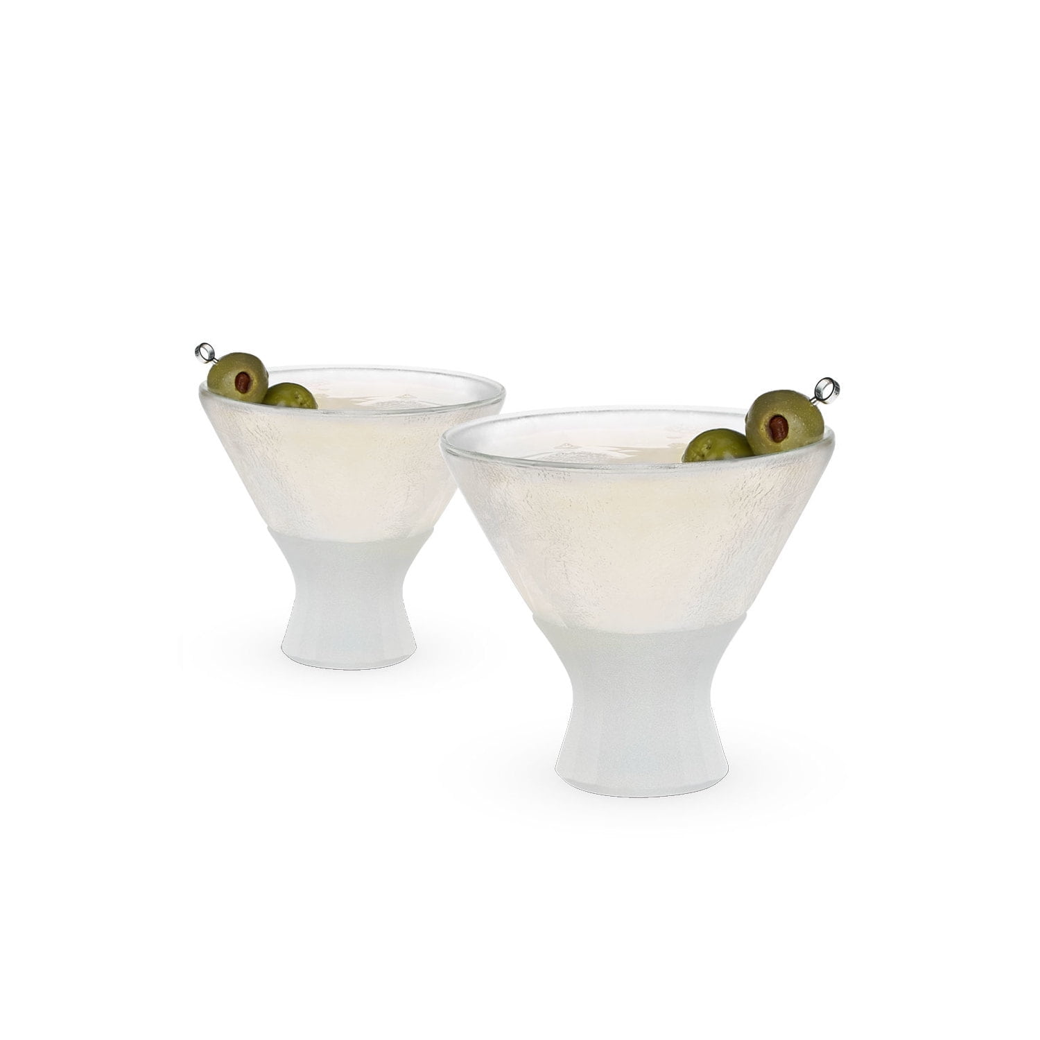 Glass Martini Freeze Cooling Cups with Silicone Grip, Set of 2