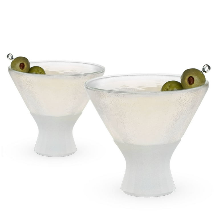Host Freeze Insulated Martini Stemless Cocktail Glasses in Grey, Set of 2