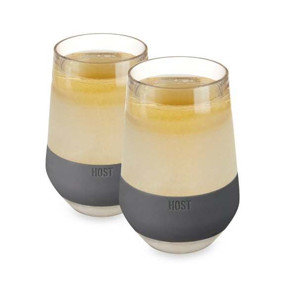 Host Freeze XL Wine Glasses, Insulated Tumbler, 12 oz, Set of 2, Grey