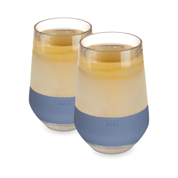 Host Freeze XL Cooling Cup, Insulated Wine Glasses 12oz Set of 2 Slate Blue