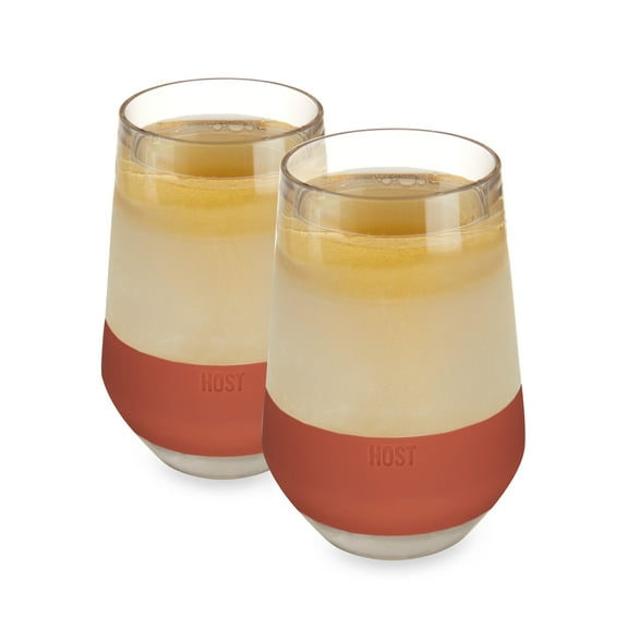 Host Freeze XL Wine Glasses, Cooling Cups, 12 oz Set of 2, Terra Cotta