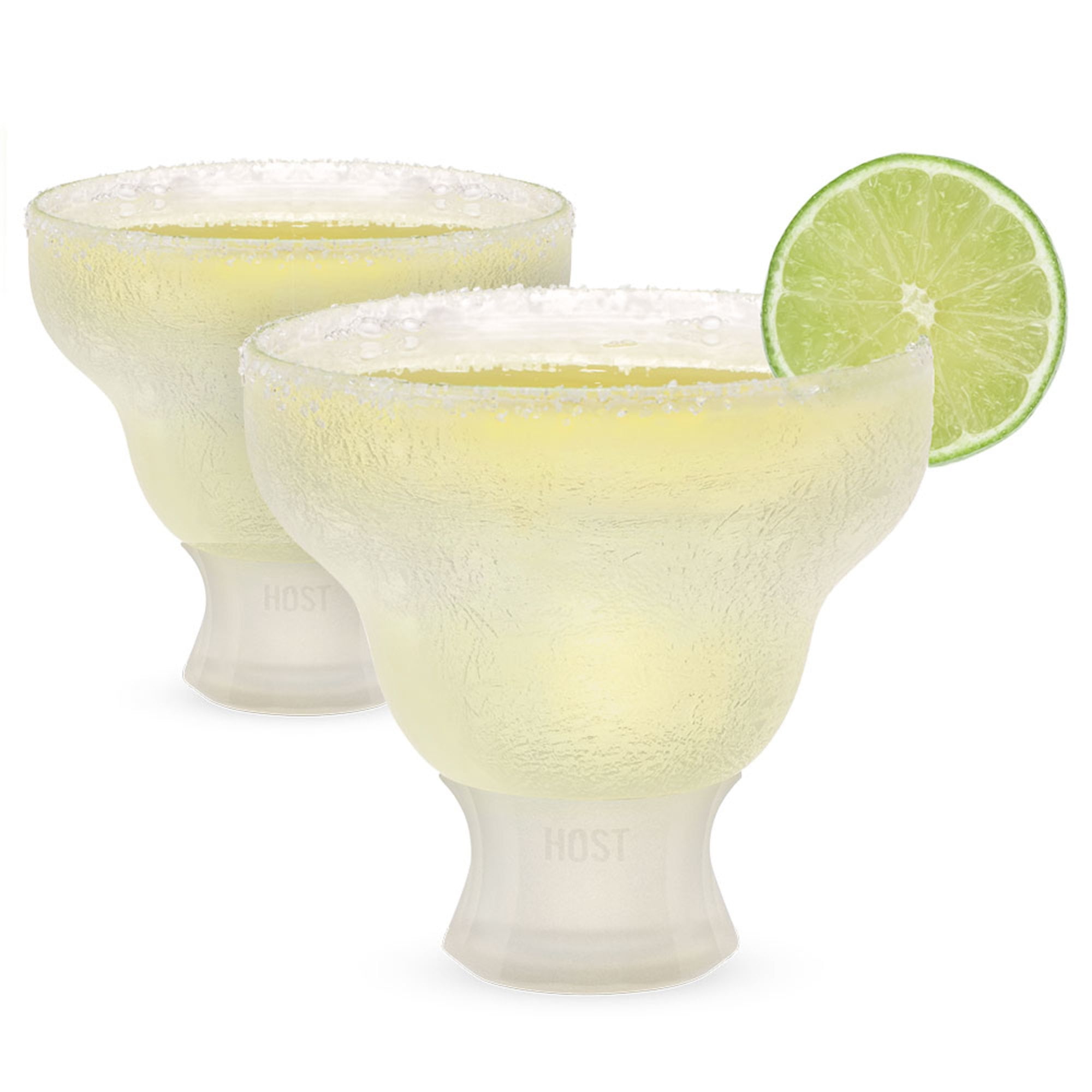 Clear Glass Margarita Freeze Cooling Cups with Silicone Grip, Set of 2