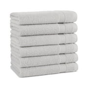 Host & Home 100% Cotton Luxury Hand Towels - Soft & Absorbent - (6 Pack) Light Grey