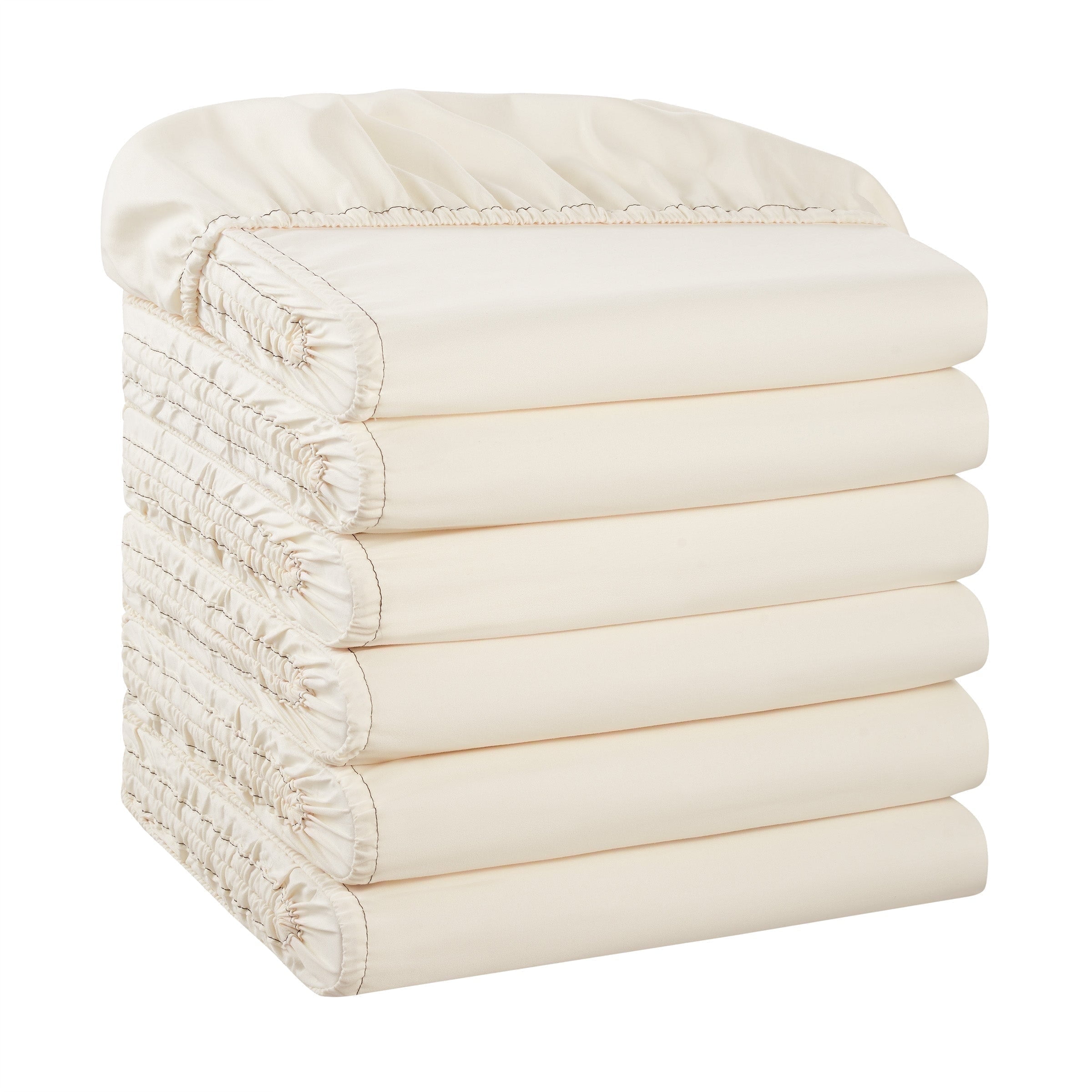 Ivory Full Deep Pocket Microfiber Fitted Sheet Set - Pack of 6