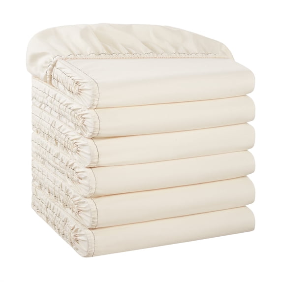 Host & Home Brushed Microfiber Fitted Sheets - Bedding Essentials - Queen - (6 Pack) Ivory
