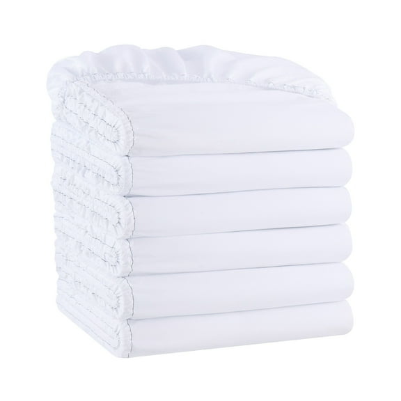 Host & Home Brushed Microfiber Fitted Sheets - Bedding Essentials - Queen - (6 Pack) White