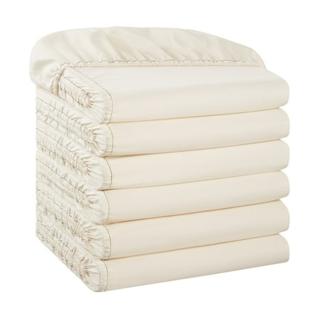 Host & Home Brushed Microfiber Fitted Sheets - Bedding Essentials - Twin - (6 Pack) Ivory