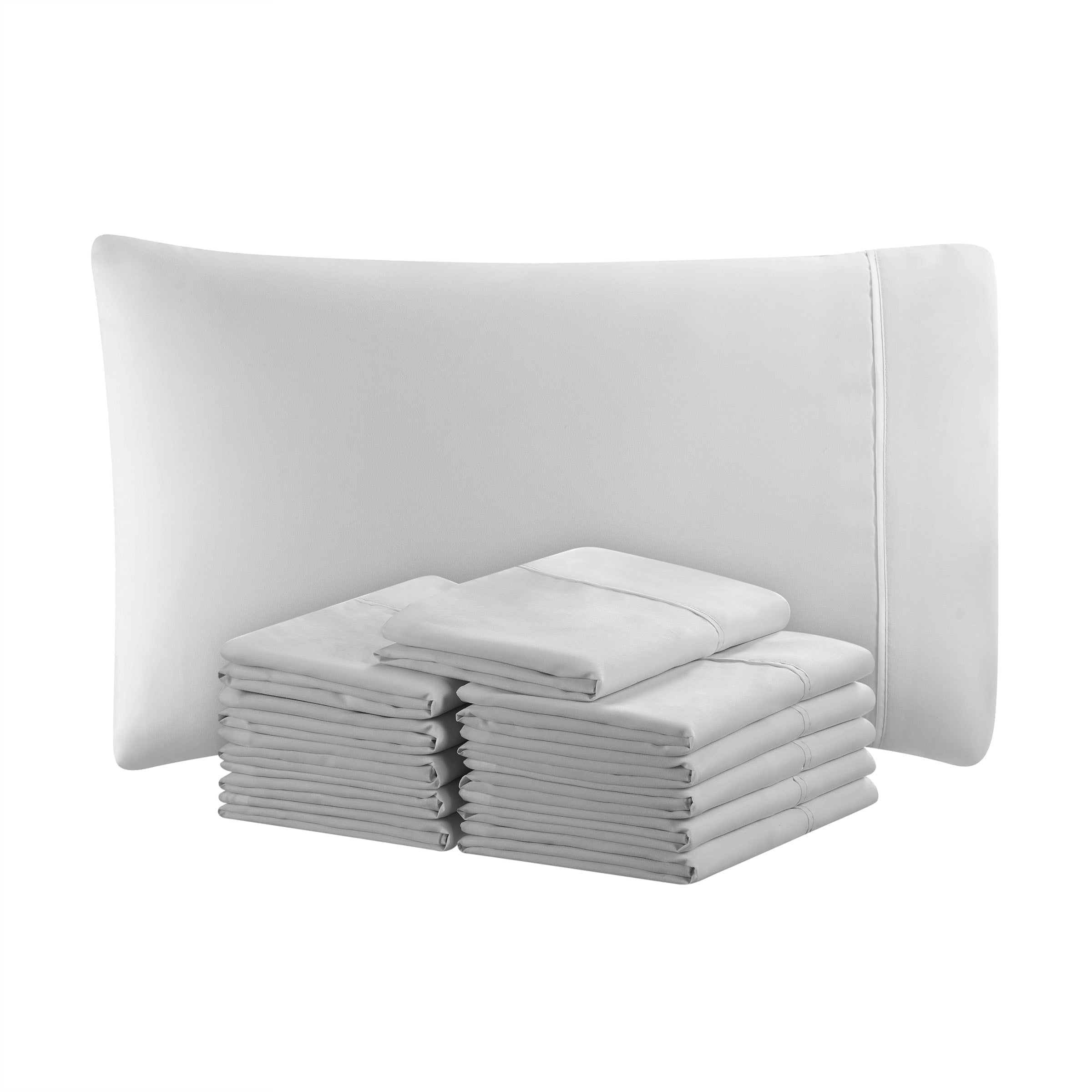 Standard White Cotton and Polyester Hypoallergenic Pillowcases - Pack of 12