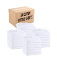 thumbnail image 1 of Host & Home Bulk Fitted Microfiber Sheets - Bedding Essentials for House & Rentals - Queen - (Case of 24) White, 1 of 10