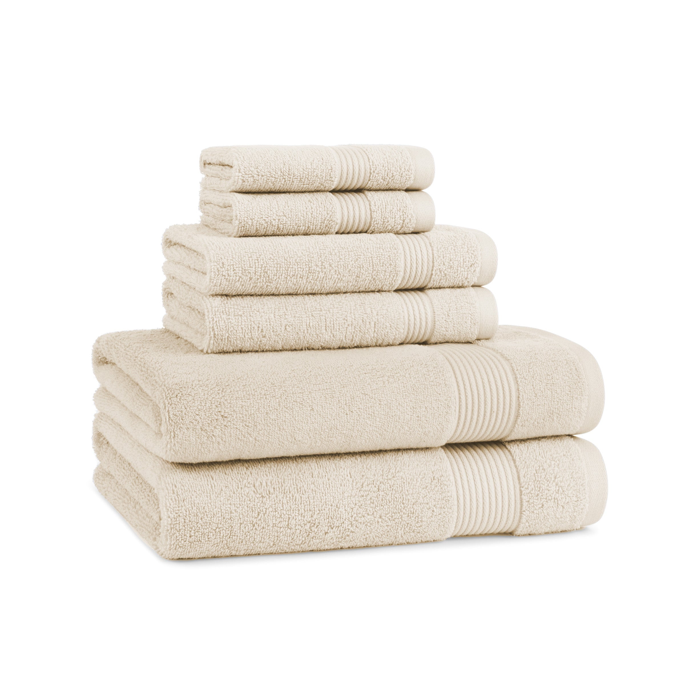 Host & Home Cotton 6-Piece Bath Towel Set - Soft & Absorbent - Ivory