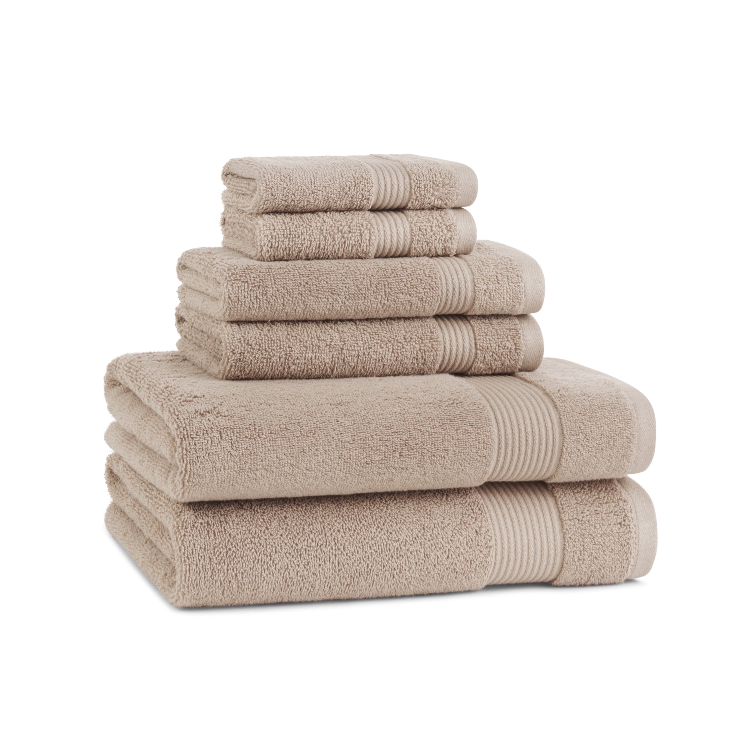 Host & Home Cotton 6-Piece Bath Towel Set - Soft & Absorbent - Latte Beige