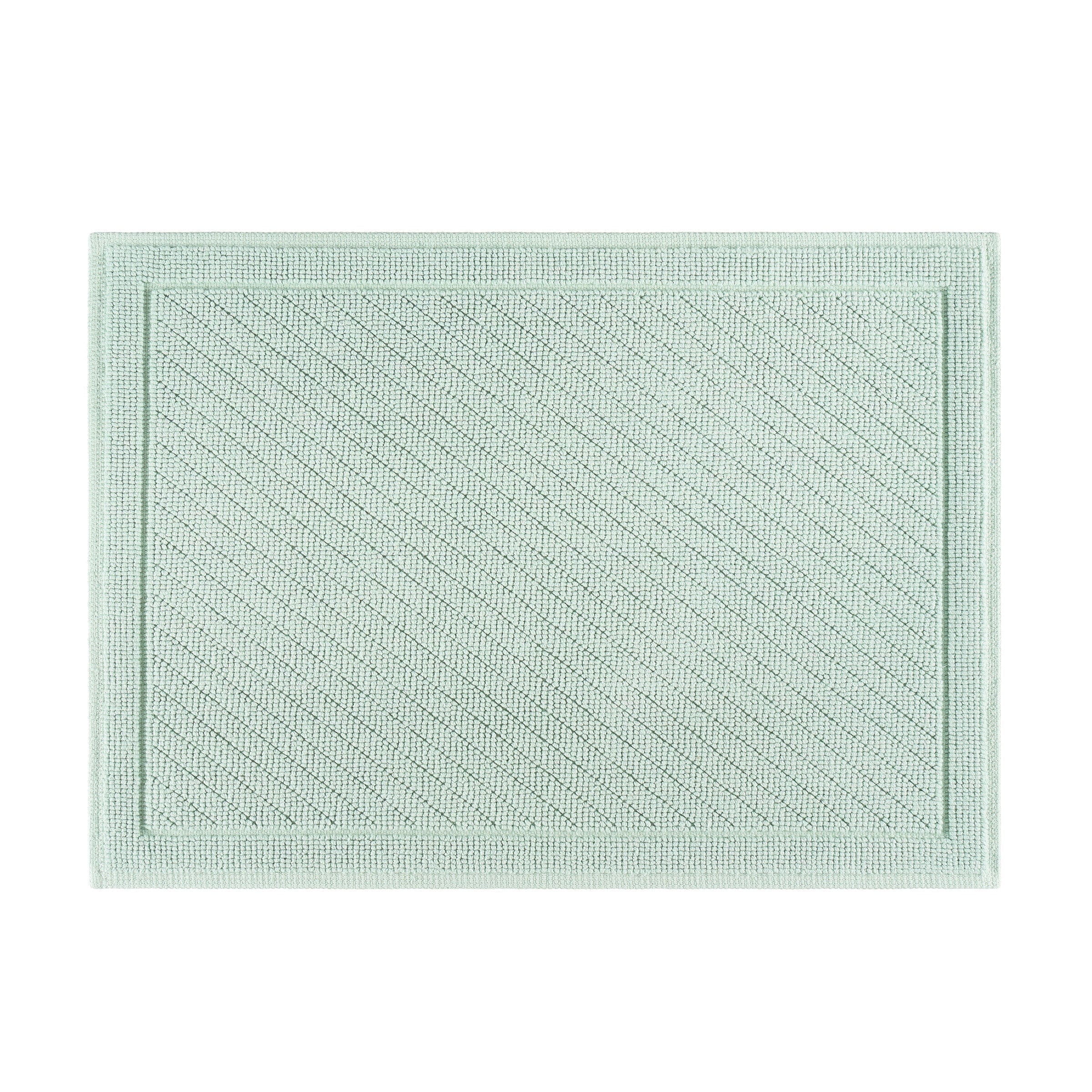 Silt Green Cotton Bath Rug with Non-Slip Backing, 17x24 Inches
