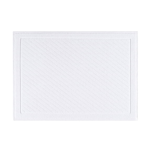 Host & Home Cotton Bath Rug, Stylish Textured Woven Design, Slip Resistant Backing, 17x24, White